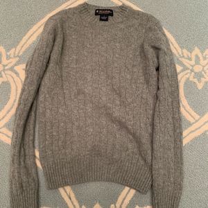Brooks Brothers Grey Cashmere Cable Knit Sweater